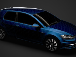 vw golf tgi bluemotion 3door typ5g 2019 3D मॉडल