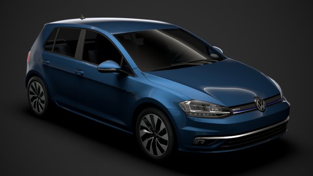 vw golf tgi bluemotion 5door typ5g 2019 3D Model .c4d .max .obj .3ds .fbx .stl .blend 