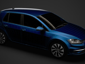vw golf tgi bluemotion 5door typ5g 2019 3D Model