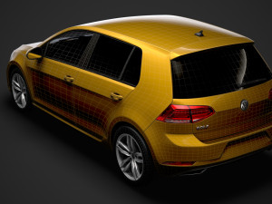 vw golf tsi 5door typ5g 2019 3D Model
