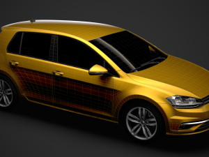 vw golf tsi 5door typ5g 2019 3D Model