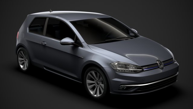 vw golf tsi bluemotion 3door typ5g 2019 3D Model .c4d .max .obj .3ds .fbx .stl .blend 