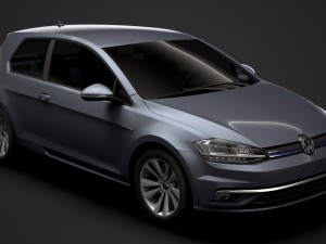 vw golf tsi bluemotion 3door typ5g 2019 3D 모델