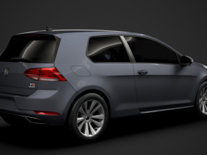vw golf tsi bluemotion 3door typ5g 2019 3D Model