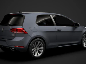 vw golf tsi bluemotion 3door typ5g 2019 3D Model