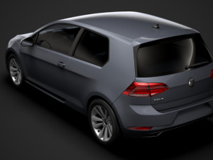 vw golf tsi bluemotion 3door typ5g 2019 3D Model
