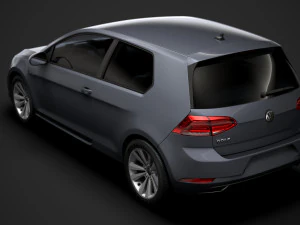 vw golf tsi bluemotion 3door typ5g 2019 3D Model