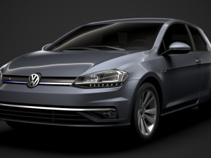 vw golf tsi bluemotion 3door typ5g 2019 3D Model