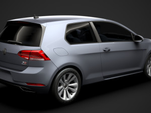vw golf tsi bluemotion 3door typ5g 2019 3D Model