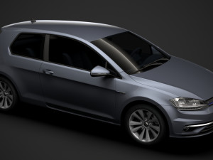 vw golf tsi bluemotion 3door typ5g 2019 3D Model
