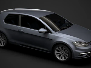 vw golf tsi bluemotion 3door typ5g 2019 3D Model