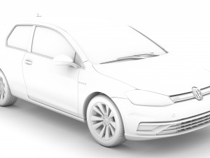 vw golf tsi bluemotion 3door typ5g 2019 3D Model