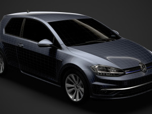 vw golf tsi bluemotion 3door typ5g 2019 3D Model
