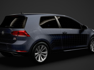 vw golf tsi bluemotion 3door typ5g 2019 3D Model