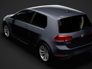 vw golf tsi bluemotion 3door typ5g 2019 3D Model