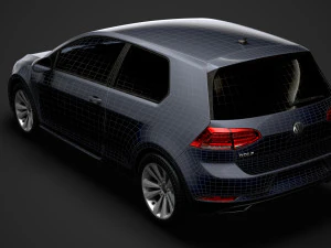vw golf tsi bluemotion 3door typ5g 2019 3D Model