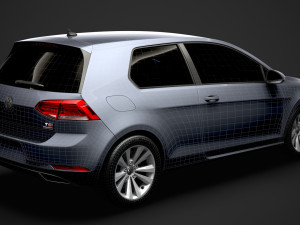 vw golf tsi bluemotion 3door typ5g 2019 3D Model
