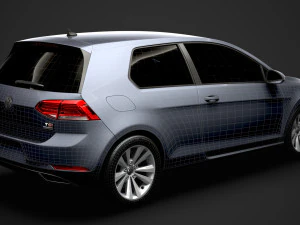 vw golf tsi bluemotion 3door typ5g 2019 3D Model