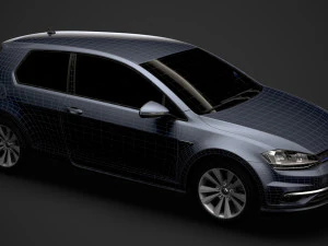 vw golf tsi bluemotion 3door typ5g 2019 3D Model
