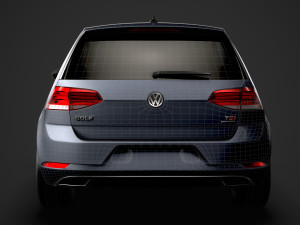 vw golf tsi bluemotion 3door typ5g 2019 3D Model