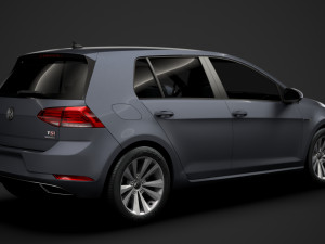 vw golf tsi bluemotion 5door typ5g 2019 Model 3D
