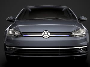 vw golf tsi bluemotion 5door typ5g 2019 Model 3D