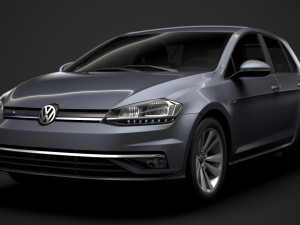 vw golf tsi bluemotion 5door typ5g 2019 Model 3D