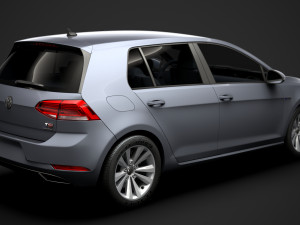vw golf tsi bluemotion 5door typ5g 2019 Model 3D