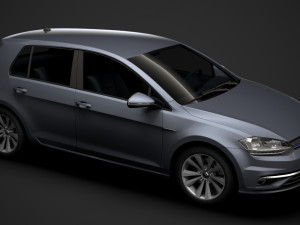 vw golf tsi bluemotion 5door typ5g 2019 Model 3D