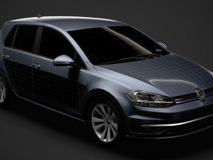 vw golf tsi bluemotion 5door typ5g 2019 Model 3D