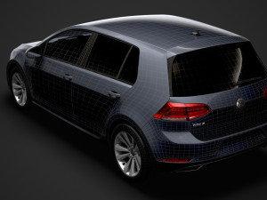 vw golf tsi bluemotion 5door typ5g 2019 Model 3D