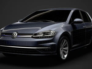 vw golf tsi bluemotion 5door typ5g 2019 3D Model