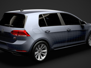 vw golf tsi bluemotion 5door typ5g 2019 Model 3D