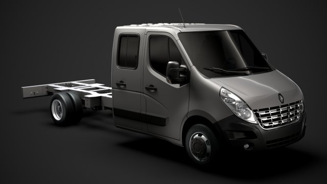 renault master crewcab dw e30 chassis 2010 3D Model .c4d .max .obj .3ds .fbx .stl .blend 
