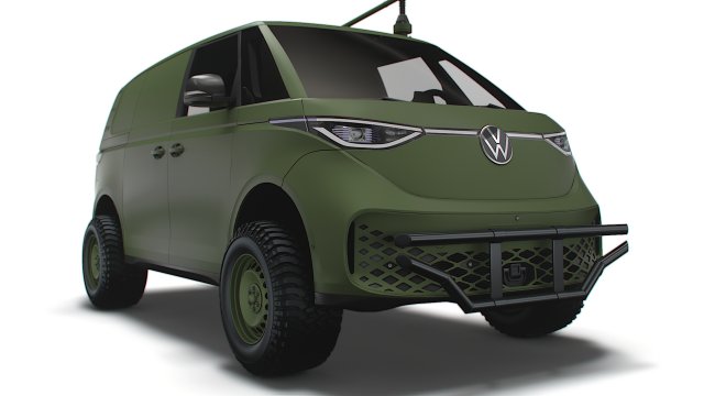 VW ID Buzz Military 2022 3D Model .c4d .max .obj .3ds .fbx .stl .blend 