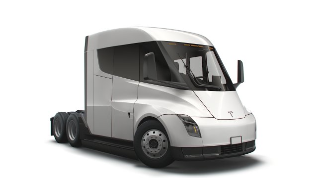 Tesla Semi Truck LR 2023 3D Model .c4d .max .obj .3ds .fbx .stl .blend 