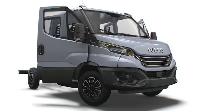 Iveco Daily Crew Cab L2 Chassis 2023 Modello 3D .c4d .max .obj .3ds .fbx .stl .blend 