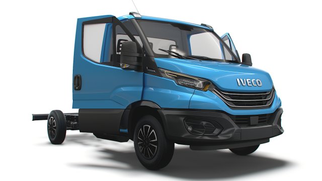 Iveco Daily Single Cab HQ Interior L2 Chassis 2023 3D Model .c4d .max .obj .3ds .fbx .stl .blend 