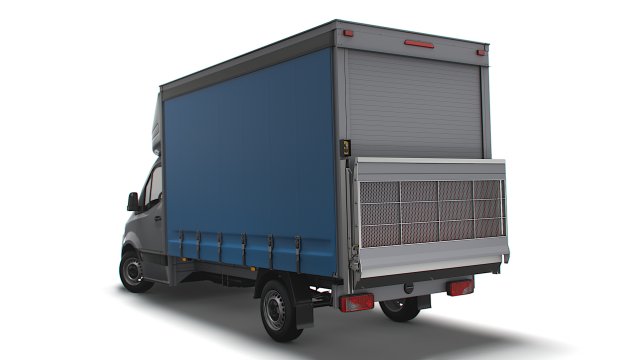 Freightliner Sprinter Luton Curtainsider Tail Lift 2023 Modelo 3D .c4d .max .obj .3ds .fbx .stl .blend 