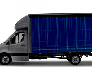 Freightliner Sprinter Luton Curtainsider Tail Lift 2023 Modelo 3D