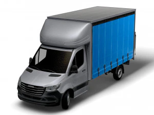 Freightliner Sprinter Luton Curtainsider Tail Lift 2023 3D Model