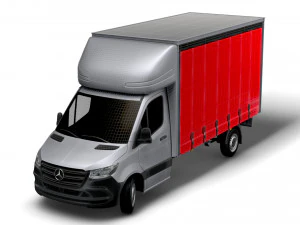 Mercedes Benz Sprinter Luton Curtainsider 2023 3D Model
