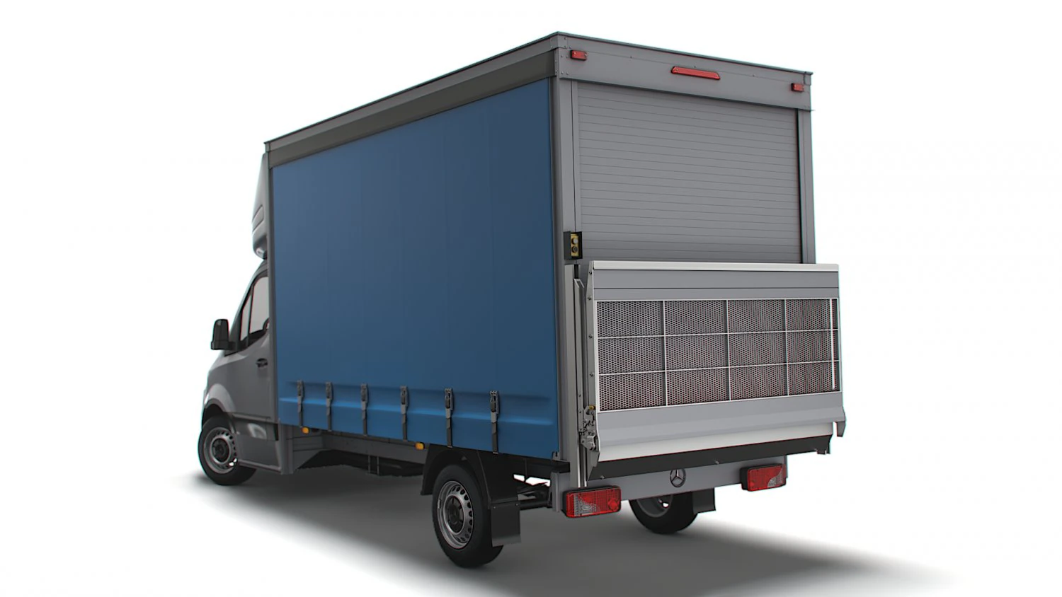 Mercedes Benz Sprinter Luton Curtainsider-Ladebordwand 2023 3D Modell .c4d .max .obj .3ds .fbx .stl .blend 