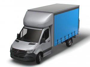 Mercedes Benz Sprinter Luton Curtainsider-Ladebordwand 2023 3D Modell