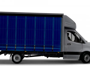 Mercedes Benz Sprinter Luton Curtainsider-Ladebordwand 2023 3D Modell