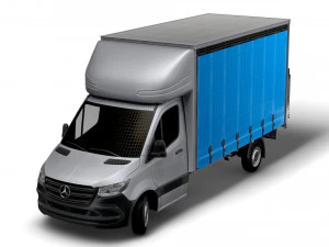 Mercedes Benz Sprinter Luton Curtainsider-Ladebordwand 2023 3D Modell