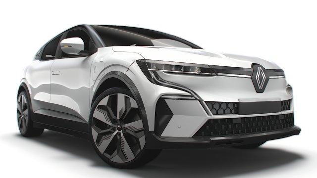 Renault Megane E Tech Techno pack 2023 3D Model .c4d .max .obj .3ds .fbx .lwo .lw .lws