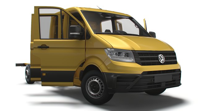 VW Crafter Chassis DoubleCab L3 HQInterior 2023 Model 3D .c4d .max .obj .3ds .fbx .stl .blend 