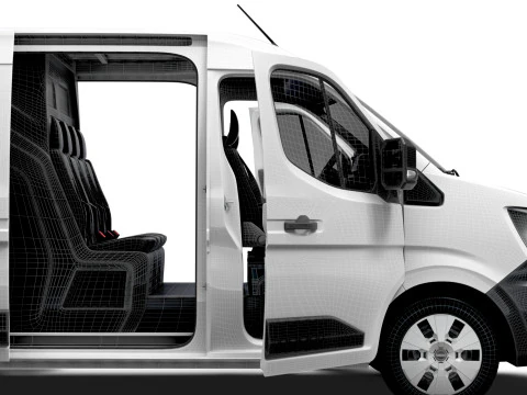 Nissan Interstar L2H2 CrewCab Van Interior central 2024 Modelo 3D