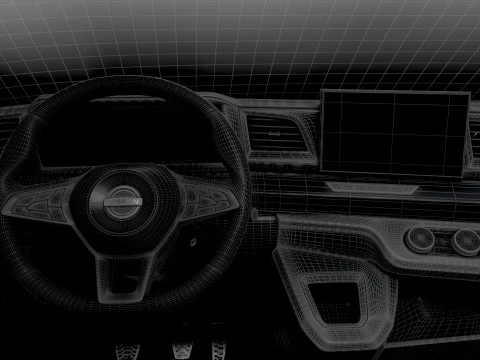 Nissan Interstar L2H2 CrewCab Van Interior central 2024 Modelo 3D